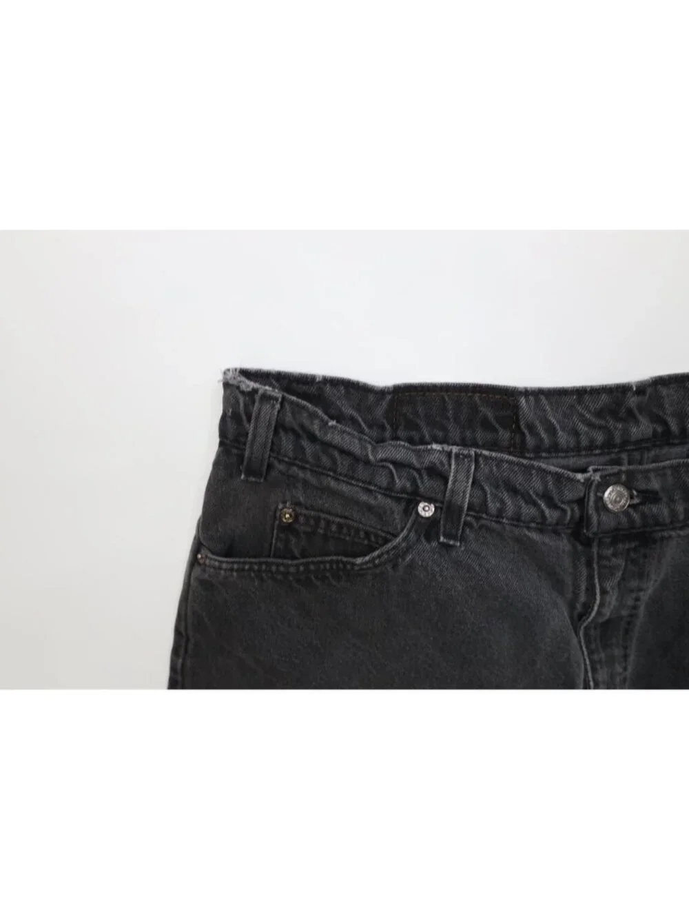 Vtg 90s Levis 550 Orange Tab Mens 40 Distressed Relaxed Denim Jean Shorts Black